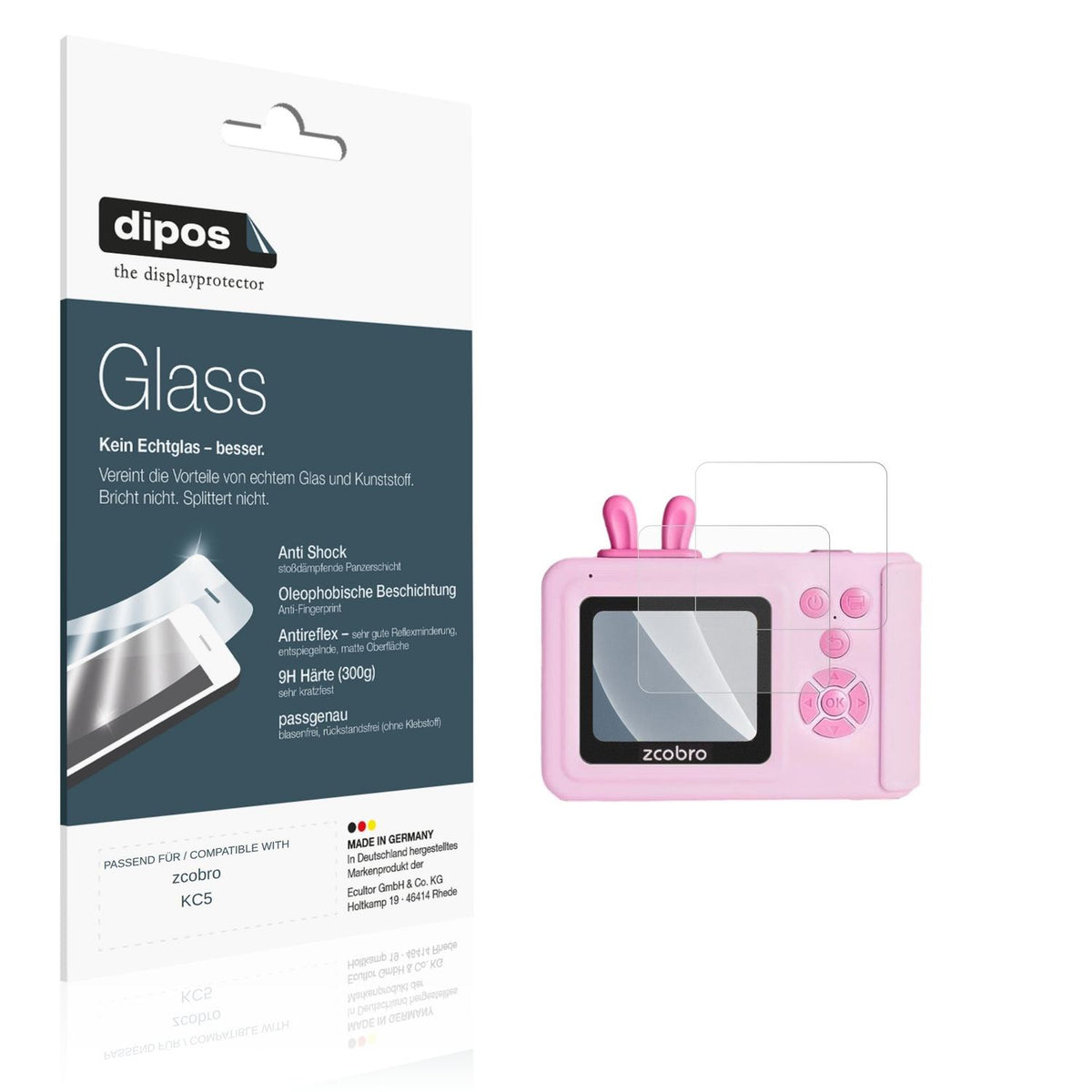 Matte Displayschutzfolie von dipos passend für zcobro KC5, 9H kratzfest und blasenfrei montiert