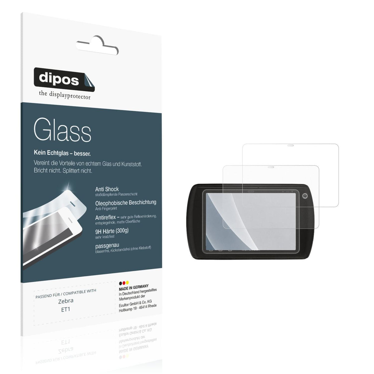 Matte Displayschutzfolie von dipos passend für Zebra ET1, 9H kratzfest und blasenfrei montiert