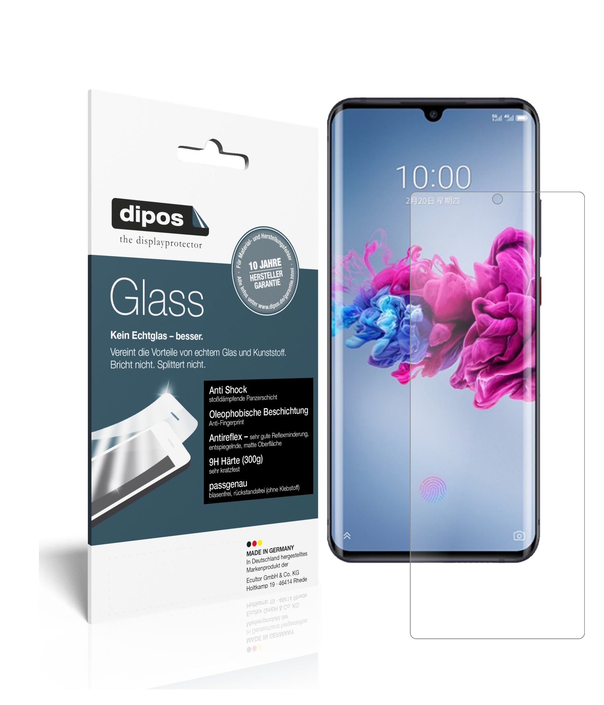 Matte Displayschutzfolie von dipos passend für ZTE Axon 11, 9H kratzfest und blasenfrei montiert
