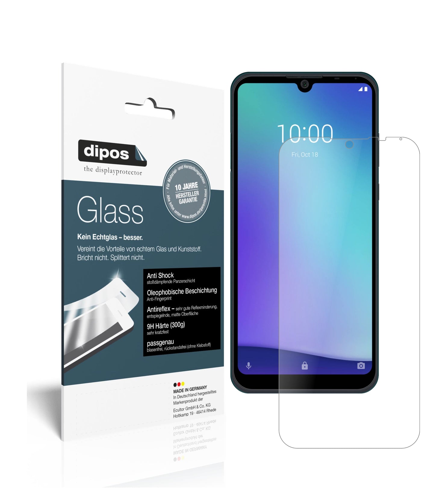 Matte Displayschutzfolie von dipos passend für ZTE Blade A5 (2020), 9H kratzfest und blasenfrei montiert