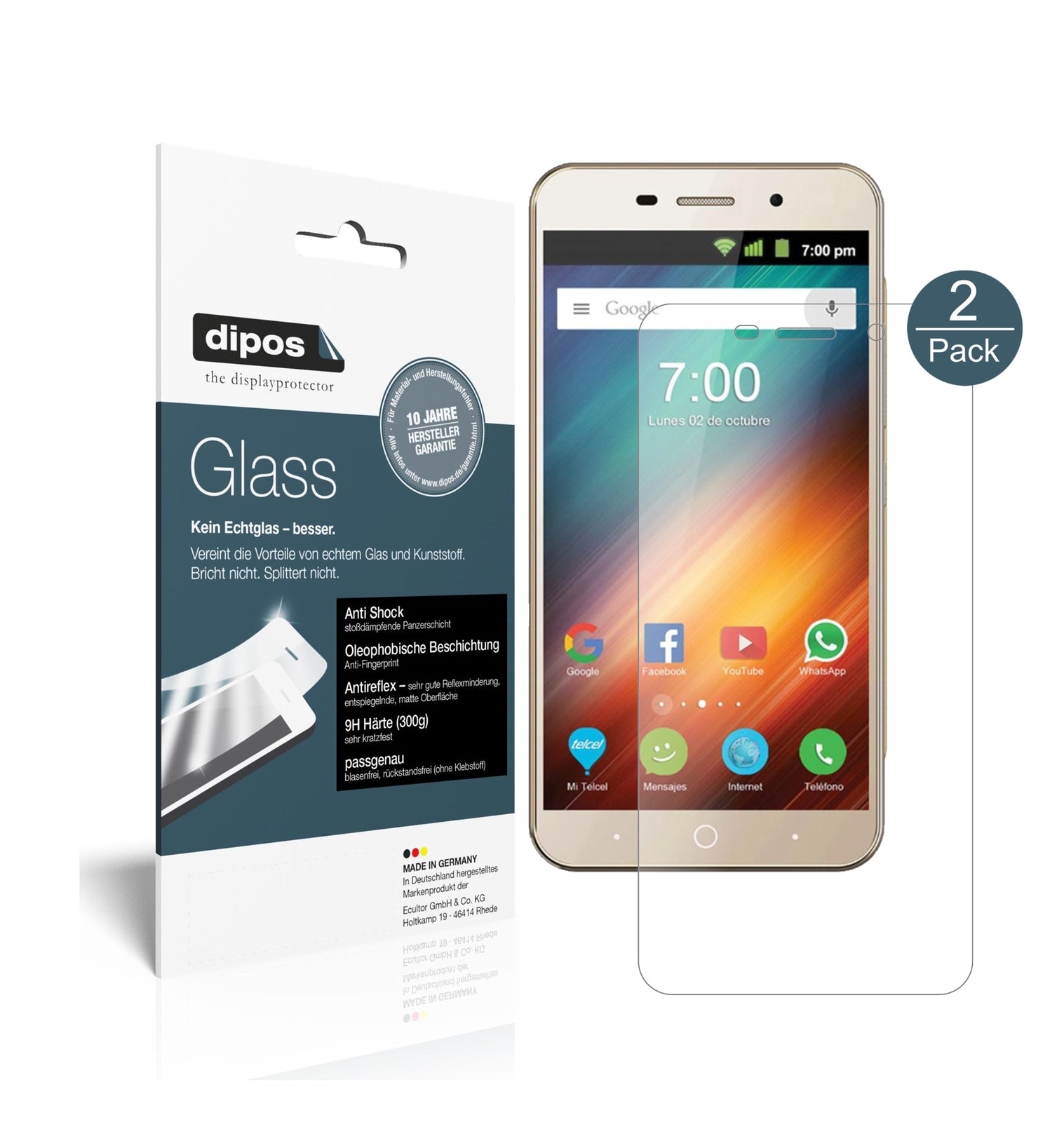 Matte Displayschutzfolie von dipos passend für ZTE Blade A602, 9H kratzfest und blasenfrei montiert