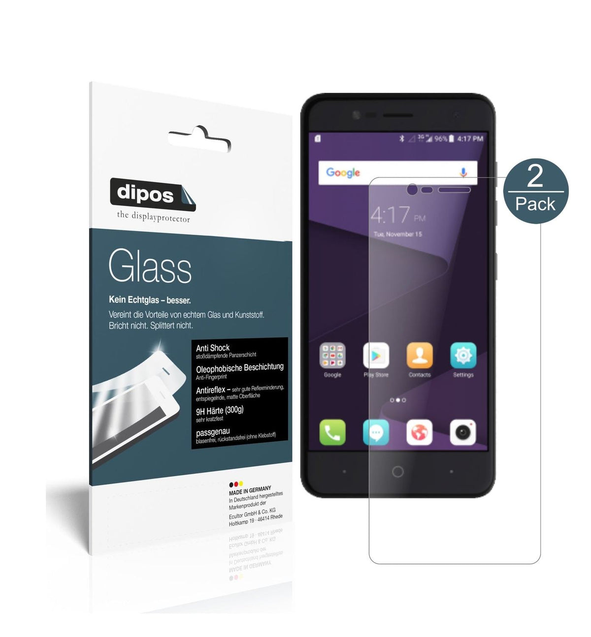 Matte Displayschutzfolie von dipos passend für ZTE Blade V8 Mini, 9H kratzfest und blasenfrei montiert