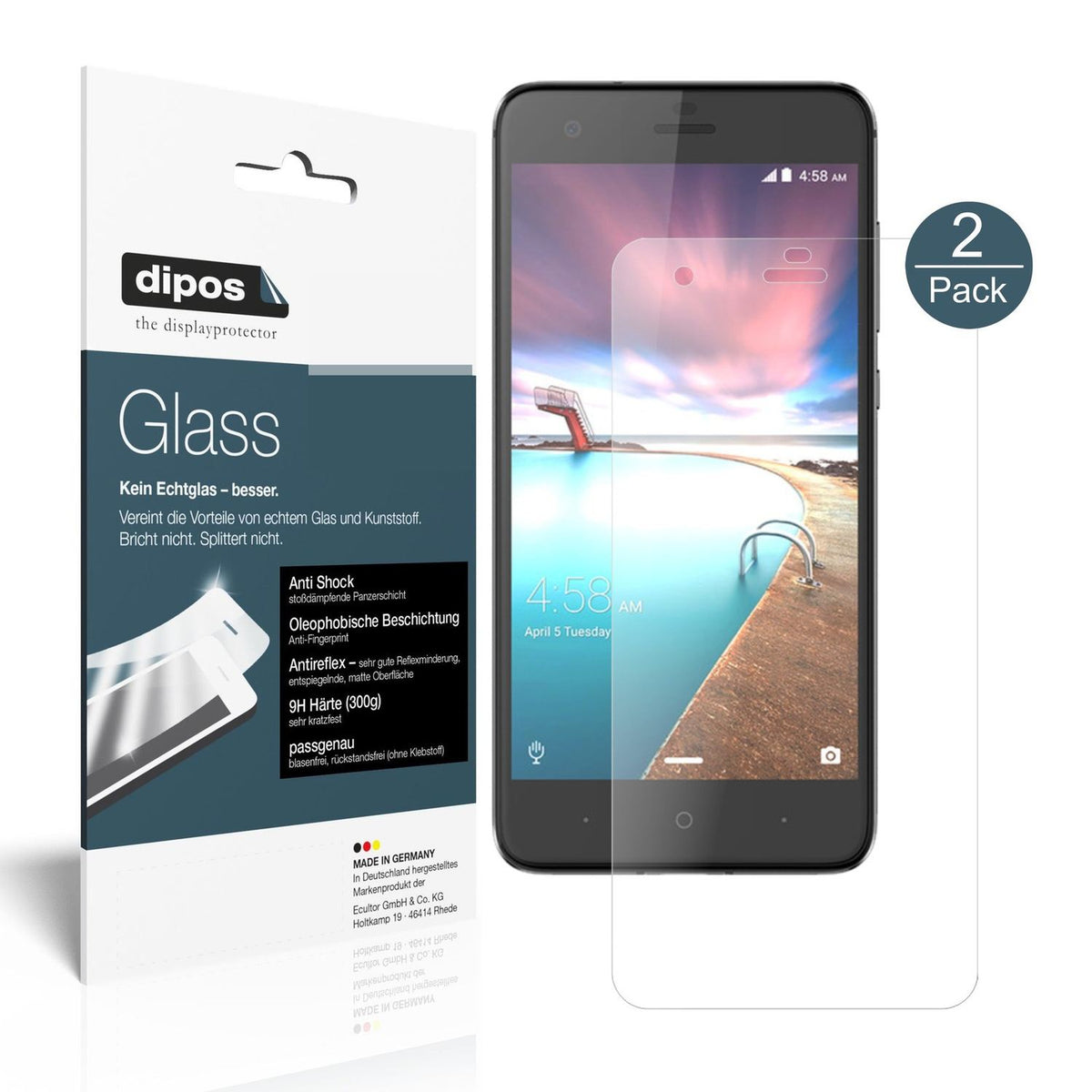 Matte Displayschutzfolie von dipos passend für ZTE Hawkeye, 9H kratzfest und blasenfrei montiert
