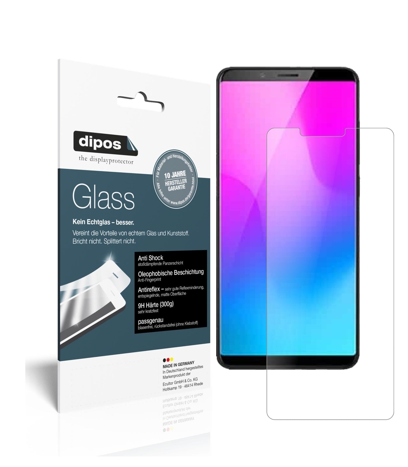 Matte Displayschutzfolie von dipos passend für ZTE Nubia M3, 9H kratzfest und blasenfrei montiert