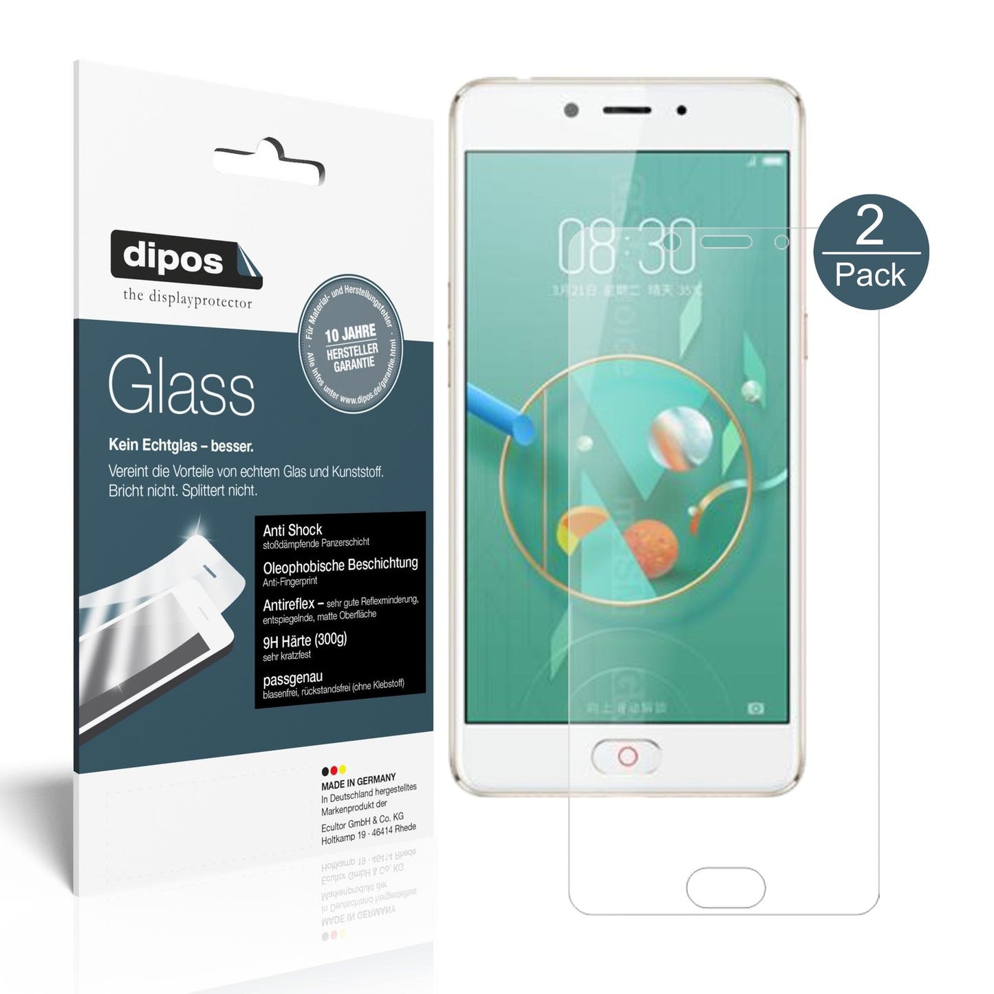 Matte Displayschutzfolie von dipos passend für ZTE Nubia N2, 9H kratzfest und blasenfrei montiert
