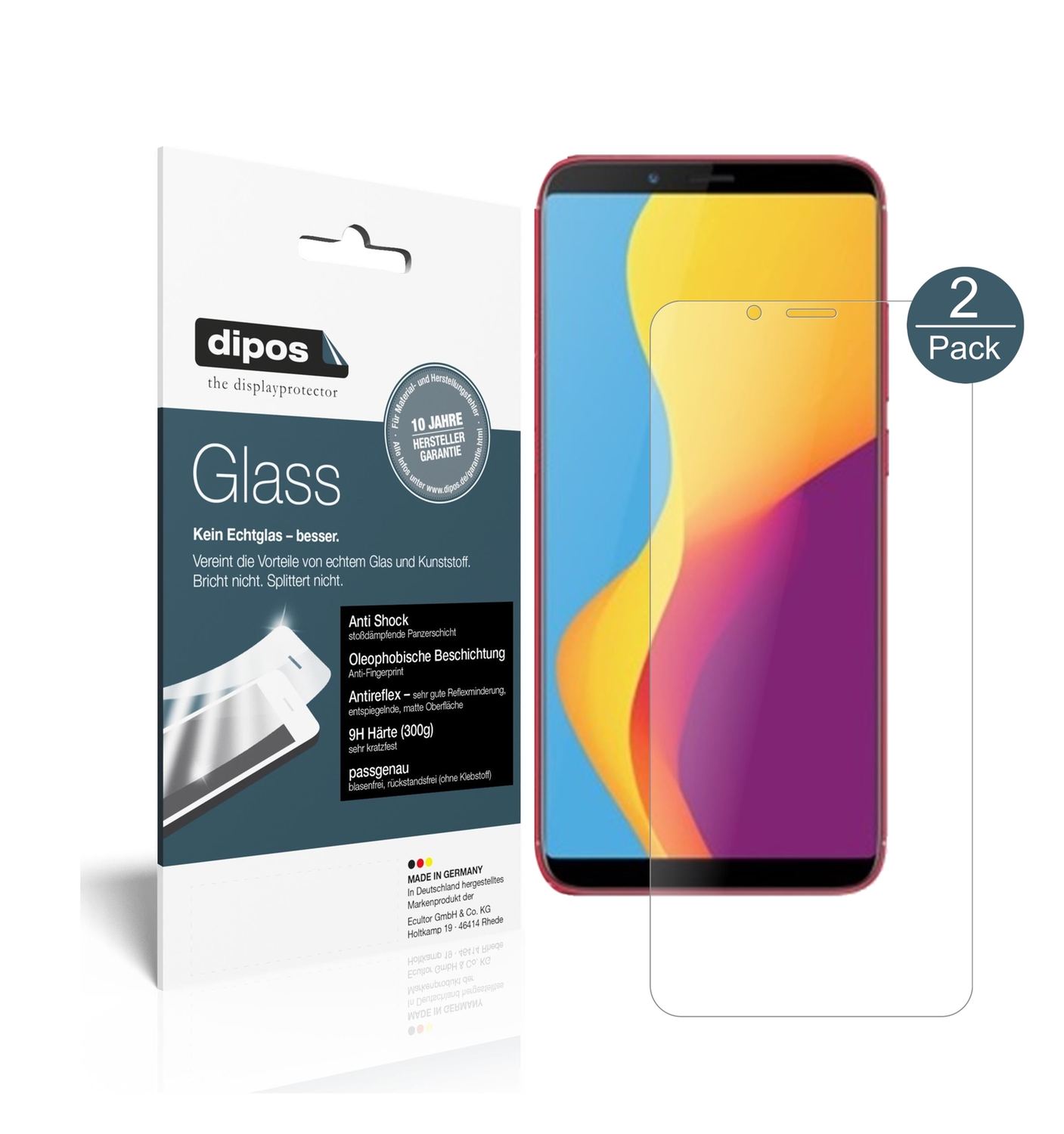 Matte Displayschutzfolie von dipos passend für ZTE Nubia V18, 9H kratzfest und blasenfrei montiert
