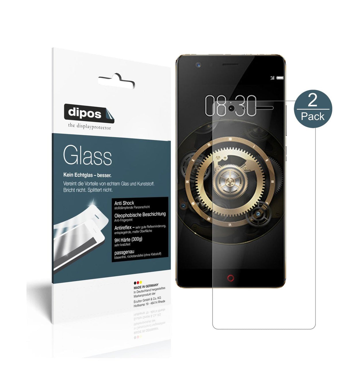 Matte Displayschutzfolie von dipos passend für ZTE Nubia Z17 Lite, 9H kratzfest und blasenfrei montiert