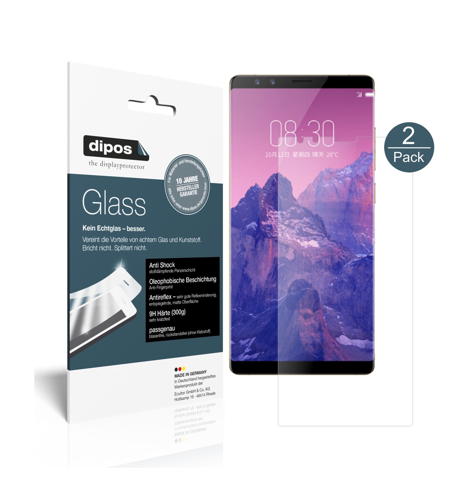 Matte Displayschutzfolie von dipos passend für ZTE Nubia Z17S, 9H kratzfest und blasenfrei montiert