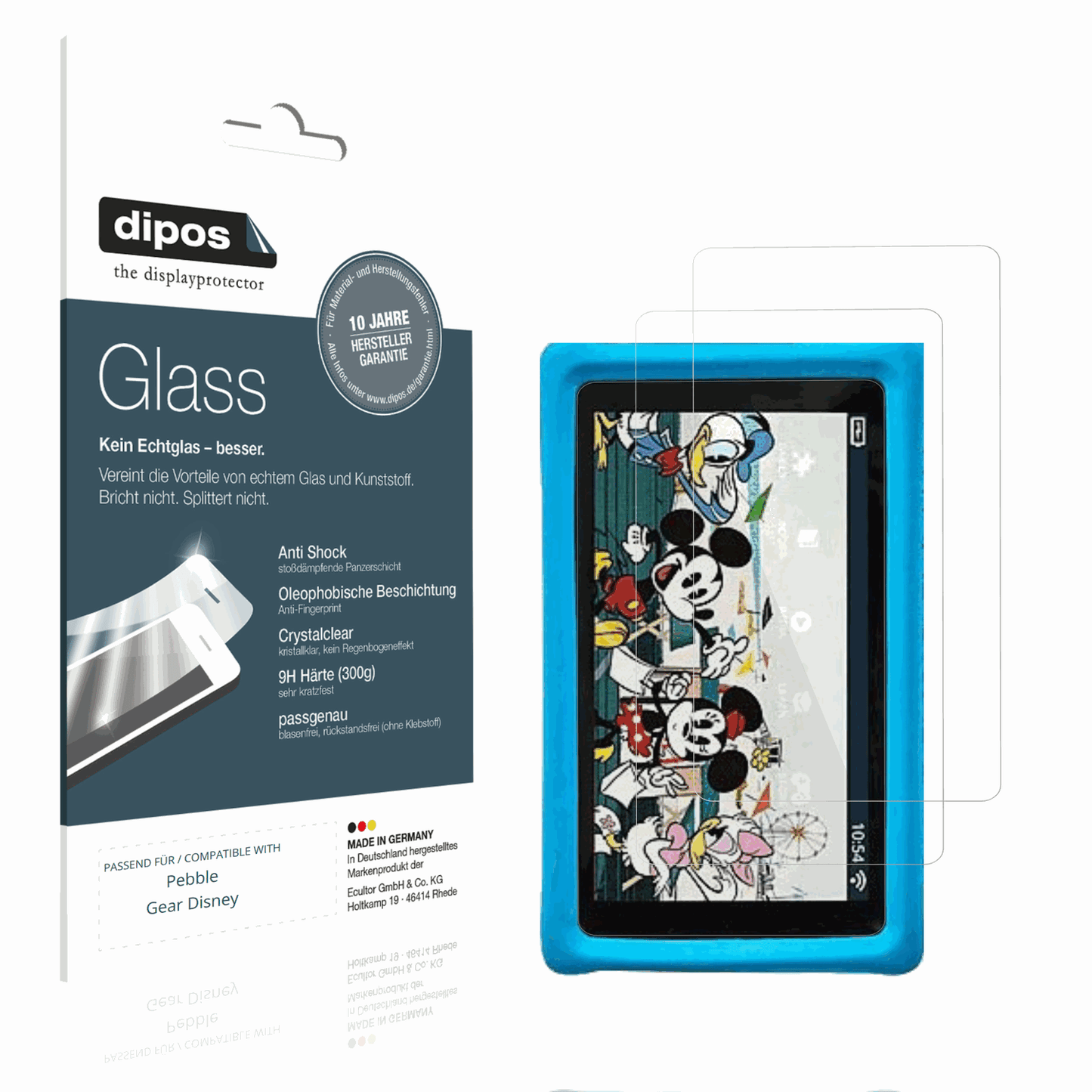 Klare Displayschutzfolie von dipos passend für Pebble Gear Disney, 9H kratzfest und blasenfrei montiert