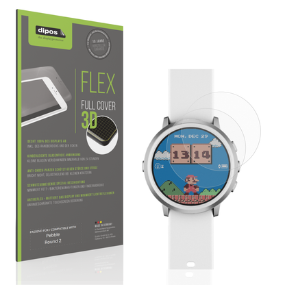Matte Displayschutzfolie von dipos passend für Pebble Round 2, 100% Displayabdeckung und blasenfreie Montage