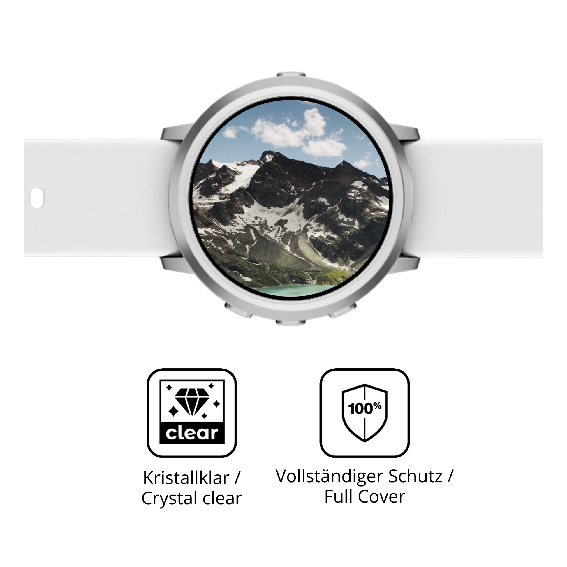 Dünne und klare Folie passend zugeschnitten für Pebble Round 2