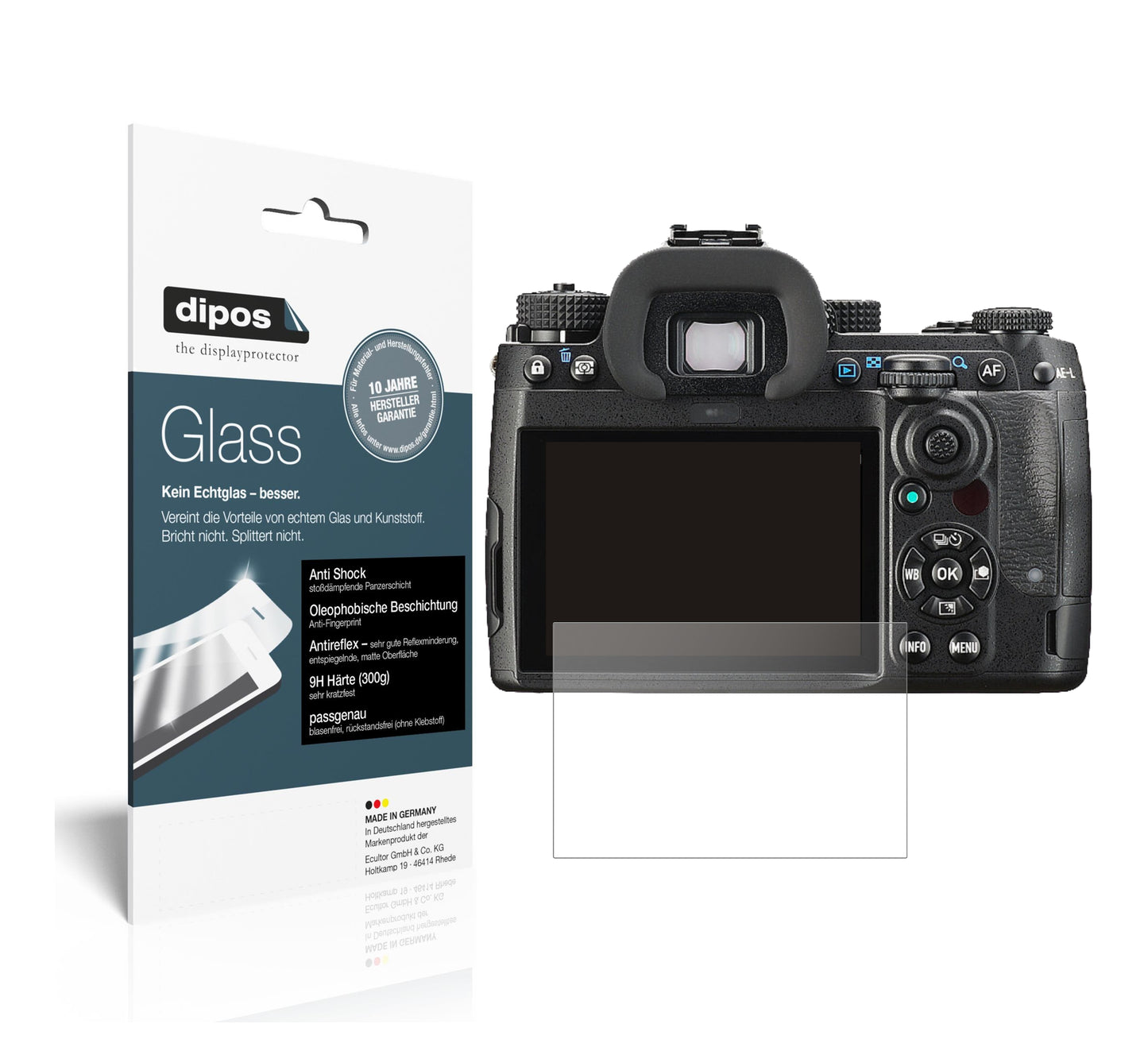 Matte Displayschutzfolie von dipos passend für Pentax K-3 III, 9H kratzfest und blasenfrei montiert