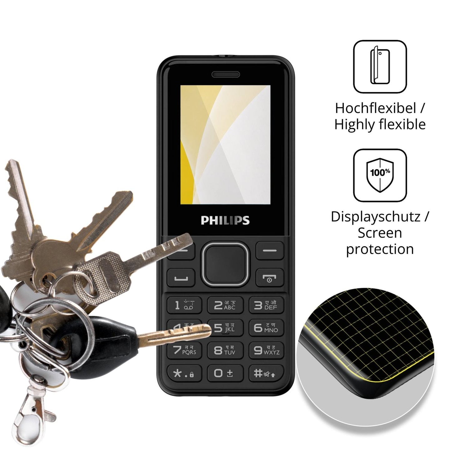 dipos Displayschutz für Philips E2103, transparente Oberfläche, geringe Dicke und perfekte Passform