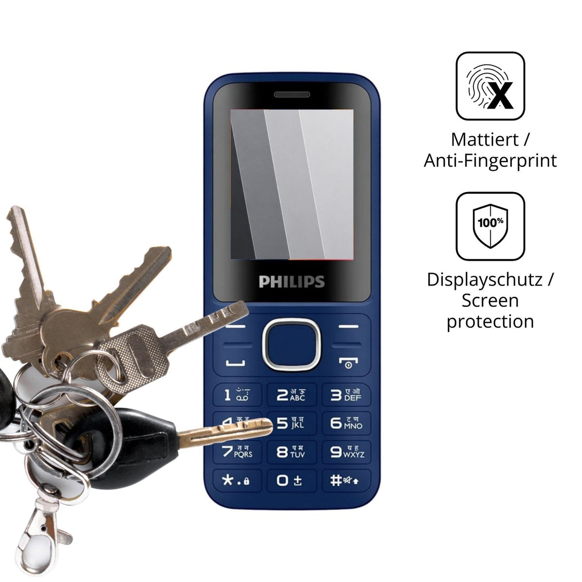 dipos Displayschutz für Philips E2104, mattierte Oberfläche, Blickschutzfilter und perfekter Passform