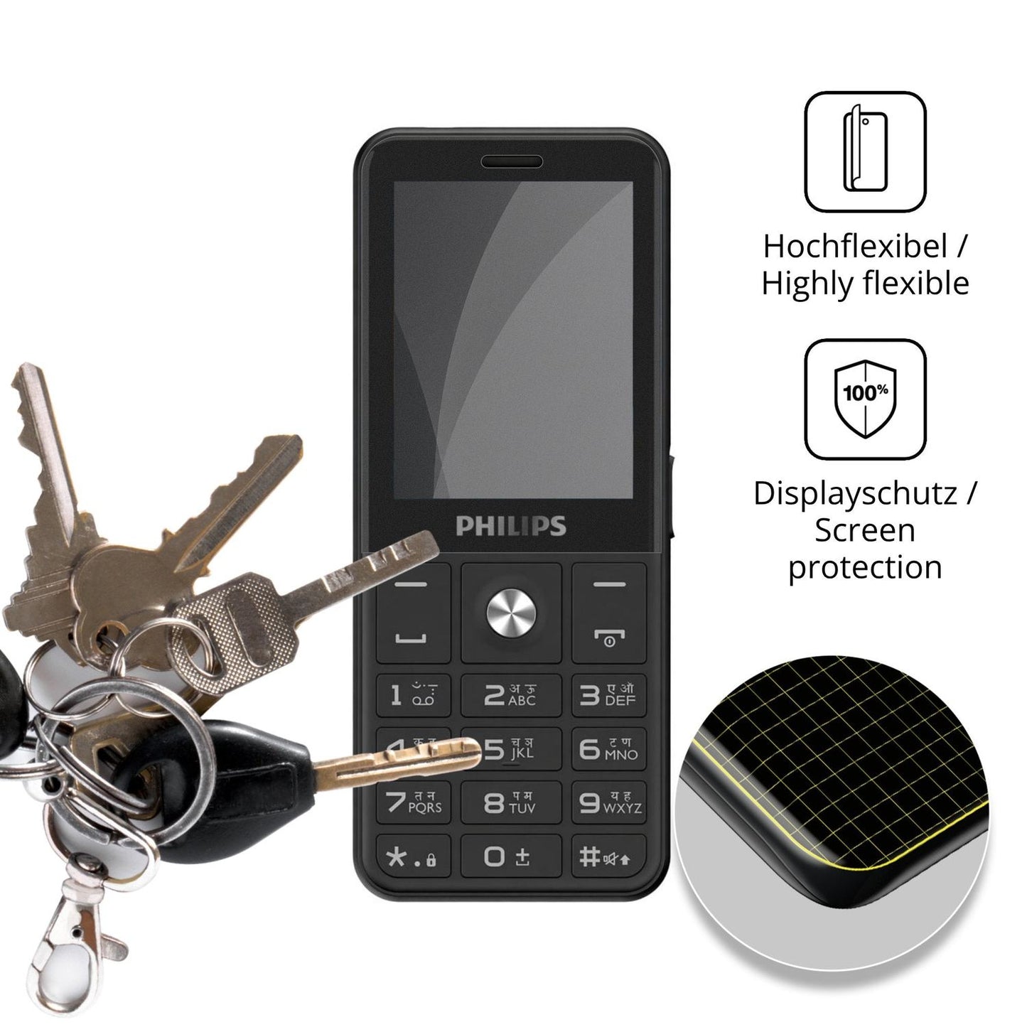dipos Displayschutz für Philips E2221, mit Blickschutzfilter und perfekter Passform auch für die Rundungen