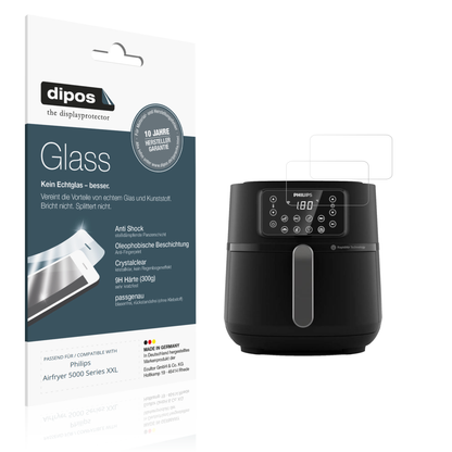 Klare Displayschutzfolie von dipos passend für Philips Airfryer 5000 Series XXL, 9H kratzfest und blasenfrei montiert