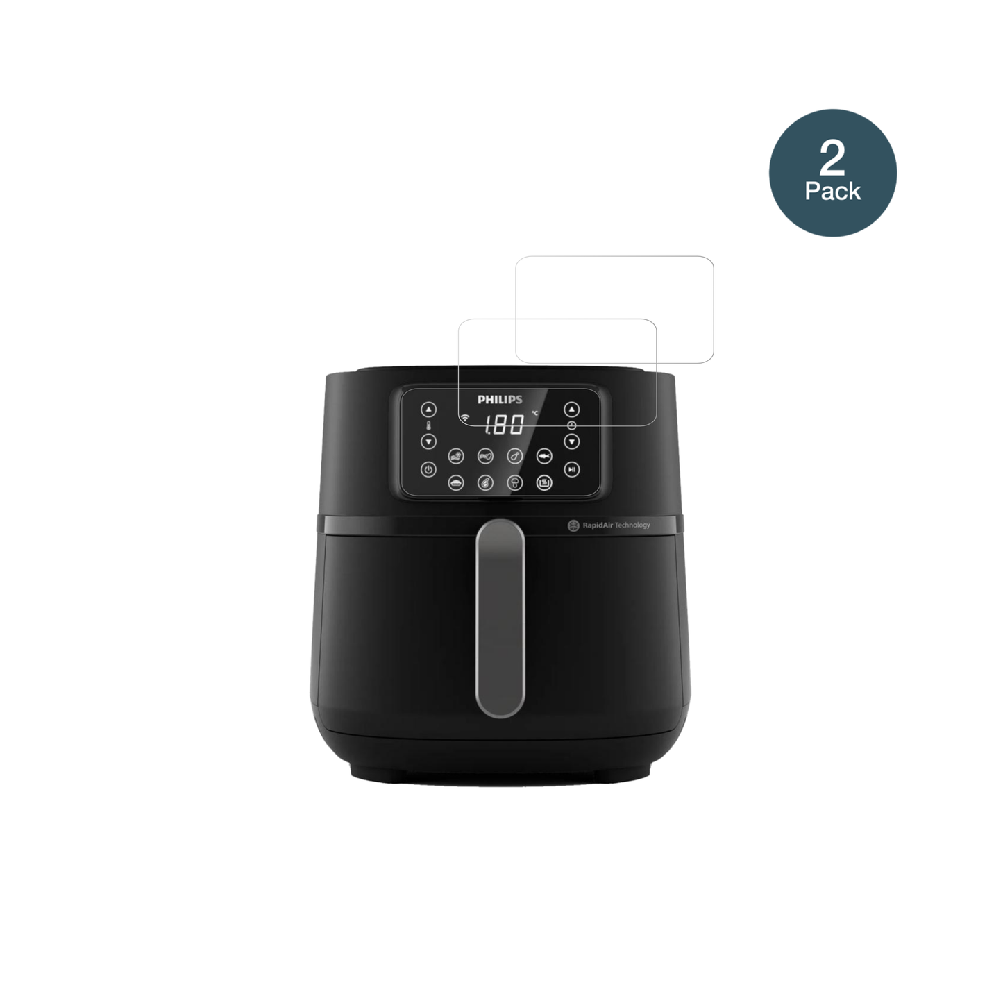 PhilipsAirfryer 5000 Series XXL mit aufgebrachter dipos Flex Schutzfolie, glasklare Darstellung ohne Einschränkungen