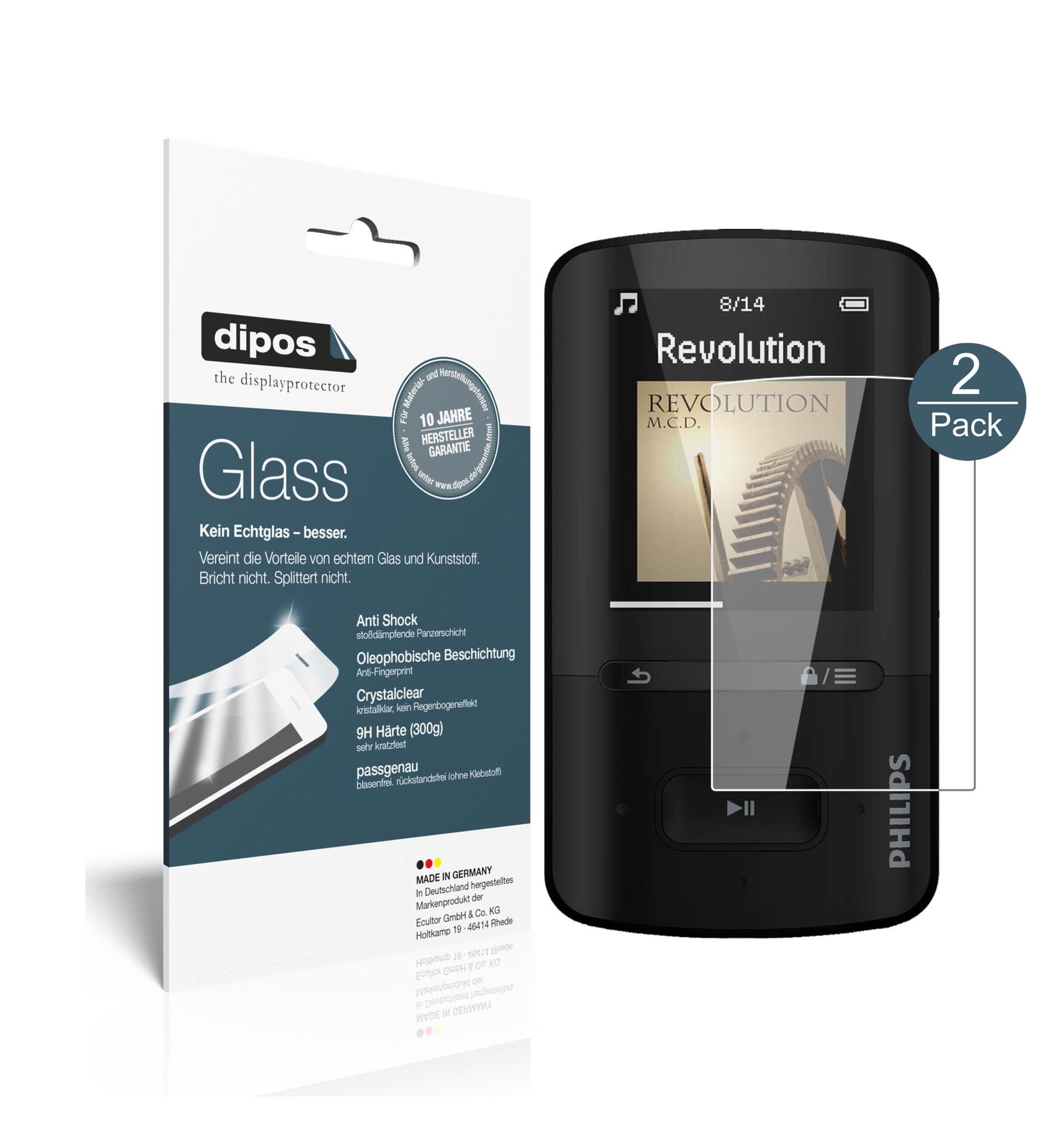 Perfekte Passform und ultimative Qualität: Unser 9H Panzerglas bietet Schutz für Philips-SA4VBE04KN12 GoGear Vibe