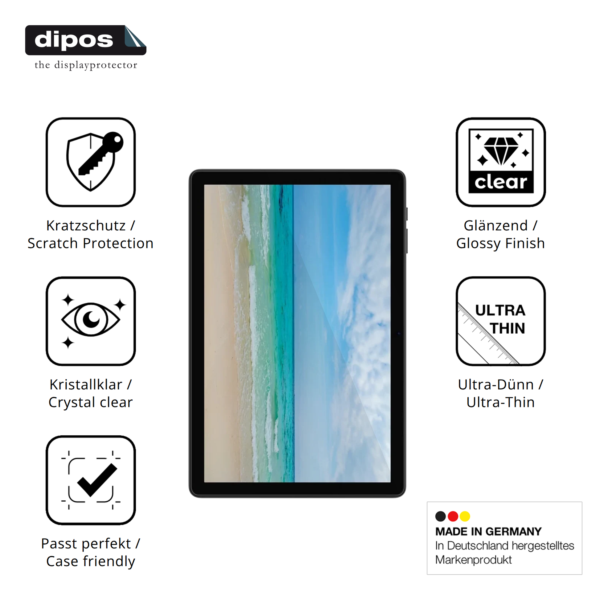 Displayschutz hergestellt in Deutschland, höchste Qualität made in Germany