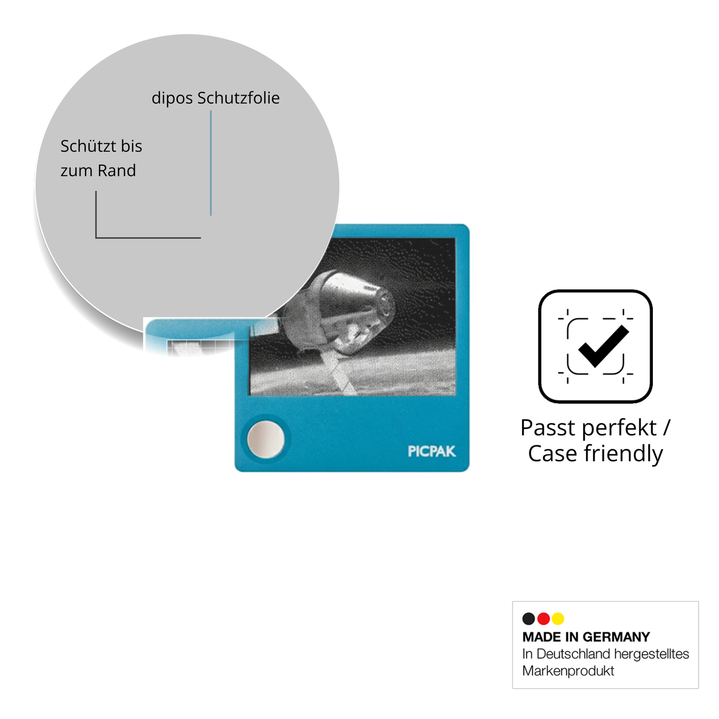 Schutzglasfolie mit optimaler Passform, zur Verwendung mit Hüllen geeignet