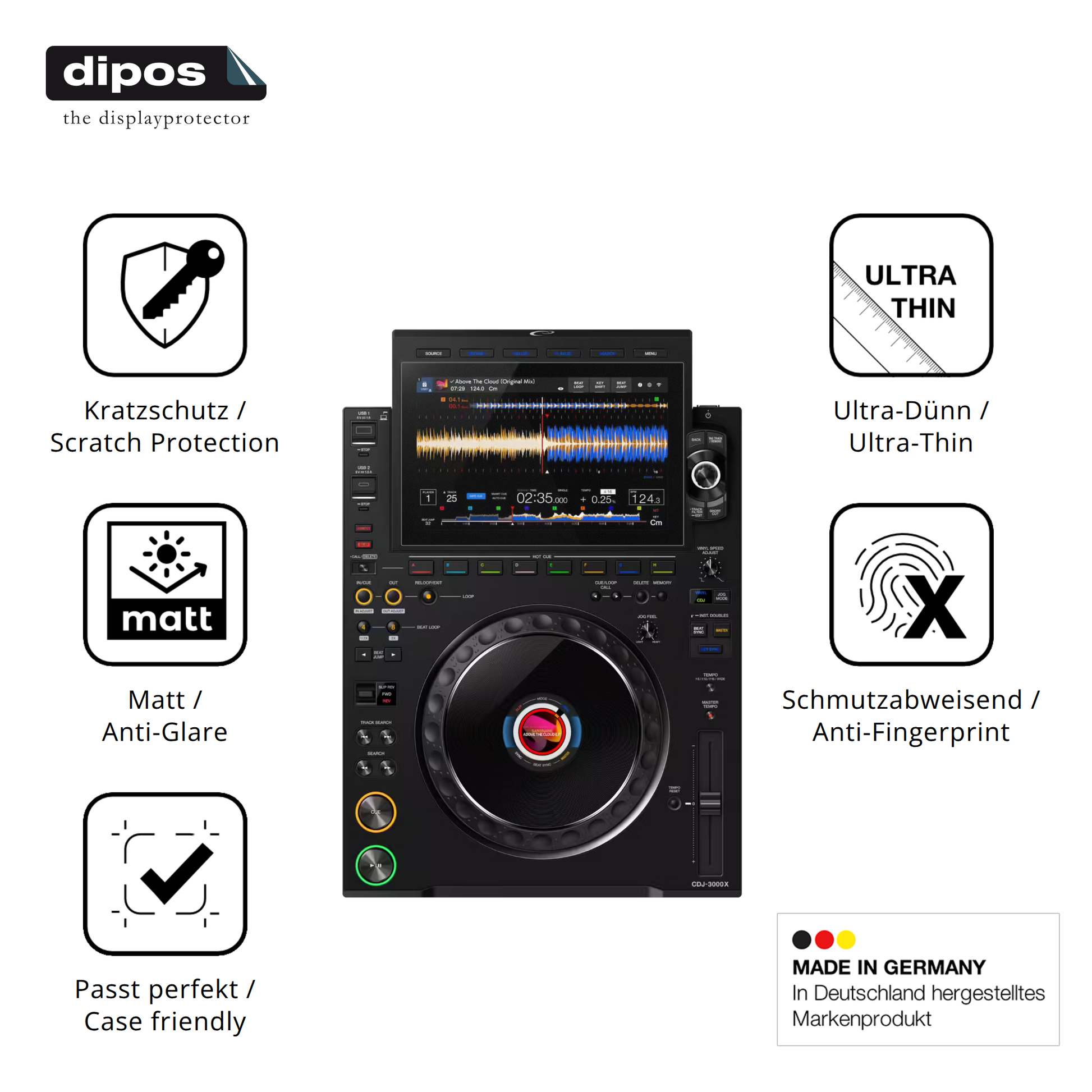 Displayschutz hergestellt in Deutschland, höchste Qualität made in Germany