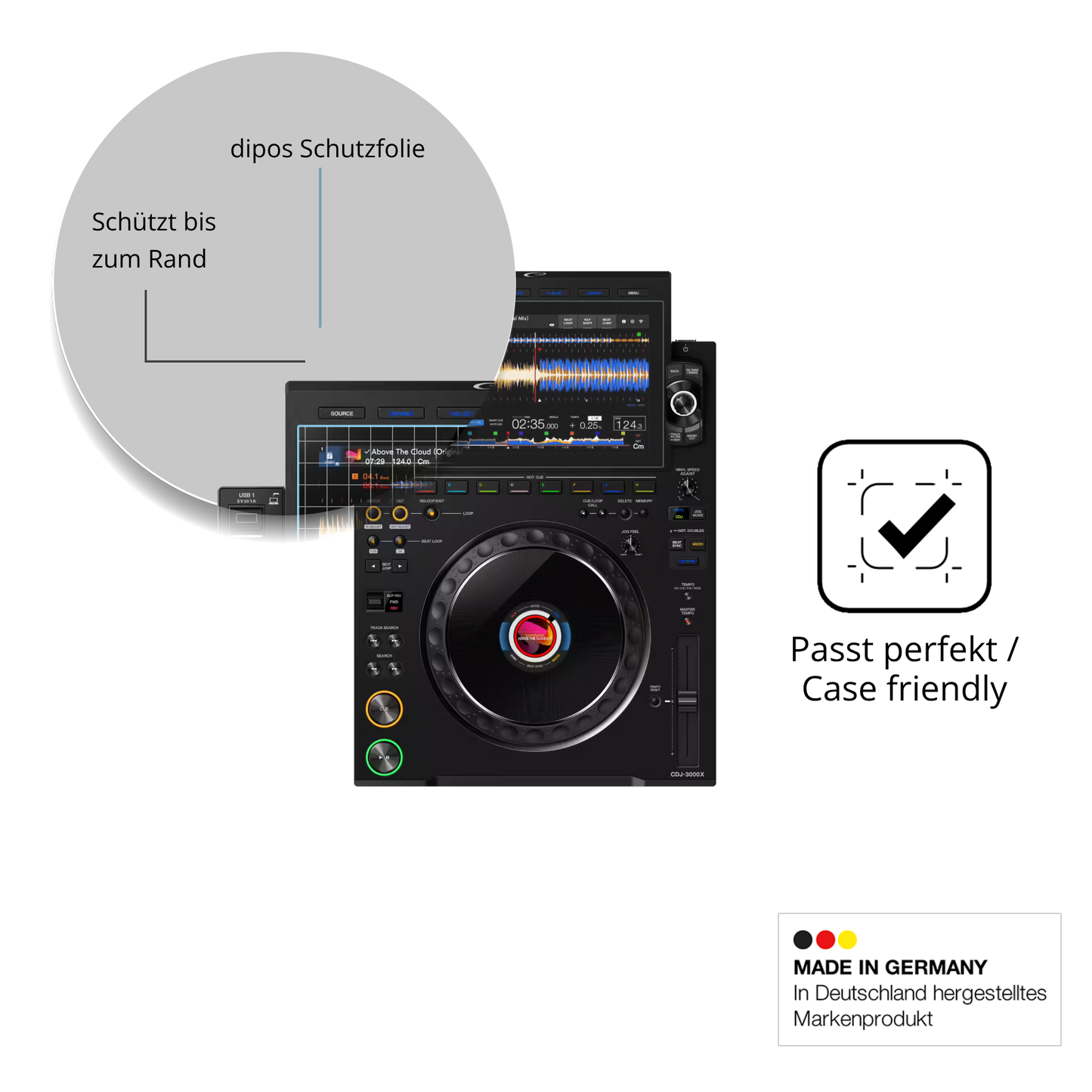 Schutzglasfolie mit optimaler Passform, zur Verwendung mit Hüllen geeignet