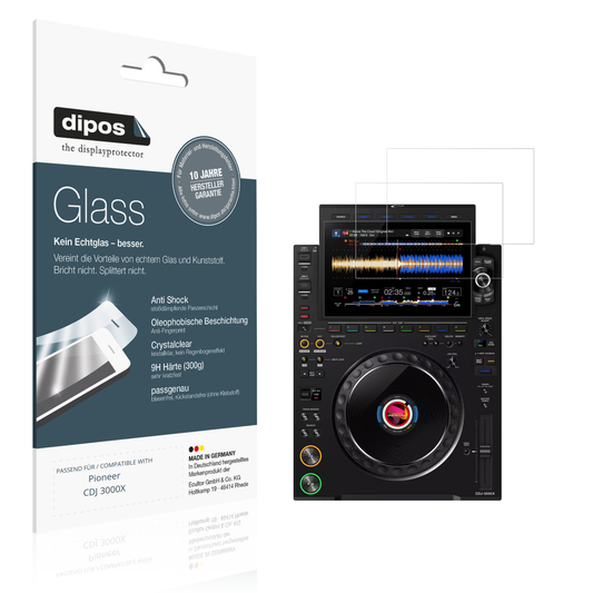 Klare Displayschutzfolie von dipos passend für Pioneer CDJ 3000X, 9H kratzfest und blasenfrei montiert