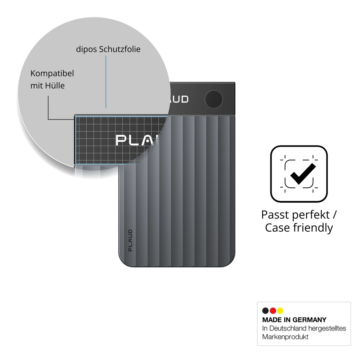 Schutzfolie mit optimaler Passform, zur Verwendung mit Hüllen geeignet