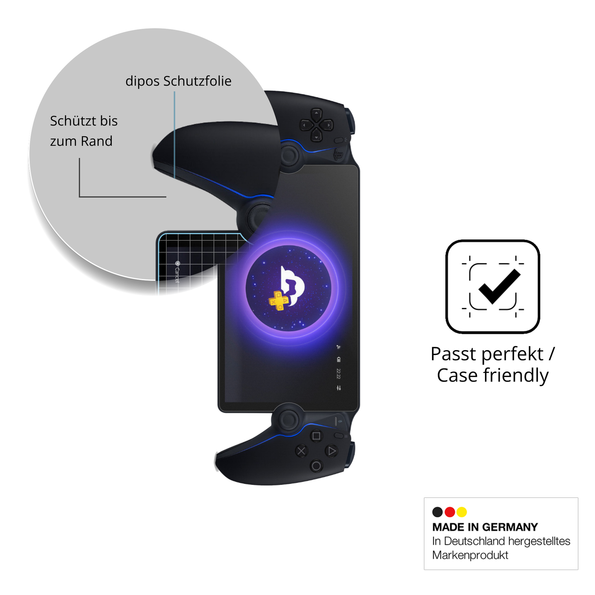 Schutzglasfolie mit optimaler Passform, zur Verwendung mit Hüllen geeignet