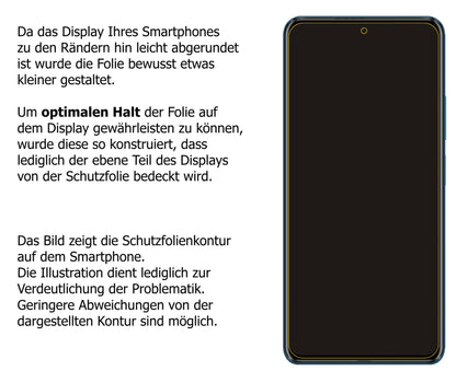 dipos Displayschutz für Poco F3, transparente Oberfläche, perfekte Passform auch für die Rundungen