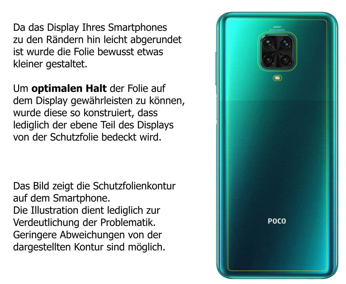 dipos Displayschutz für Poco M2 Pro Rückseite, transparente Oberfläche, perfekte Passform auch für die Rundungen