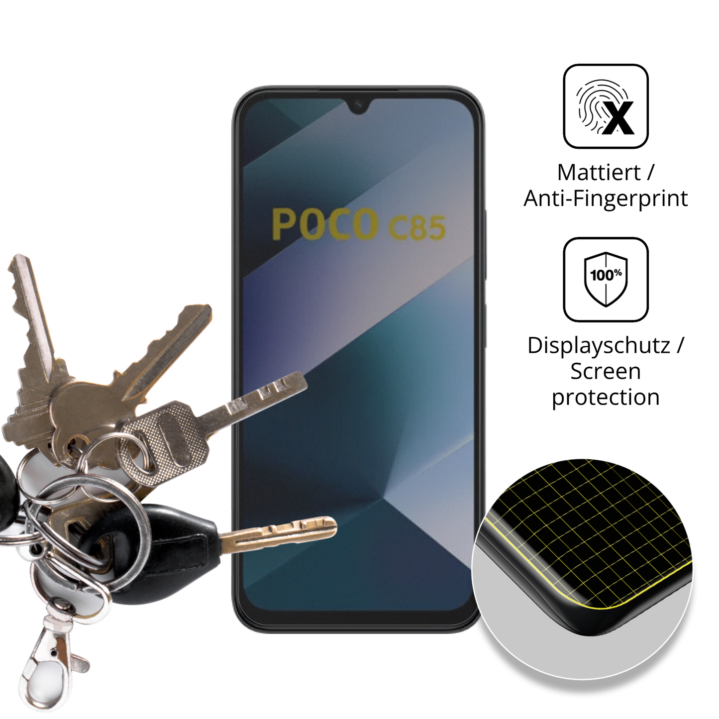 Blickschutzfolie für Poco C85 matt Schutzfolie Privacy