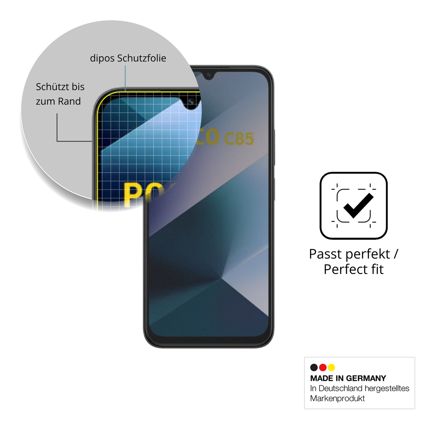 Blickschutzfolie für Poco C85 matt Schutzfolie Privacy