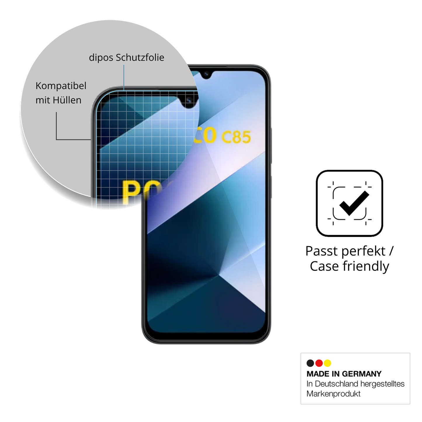 4x Schutzfolie klar für Poco C85 Display-Schutzfolie