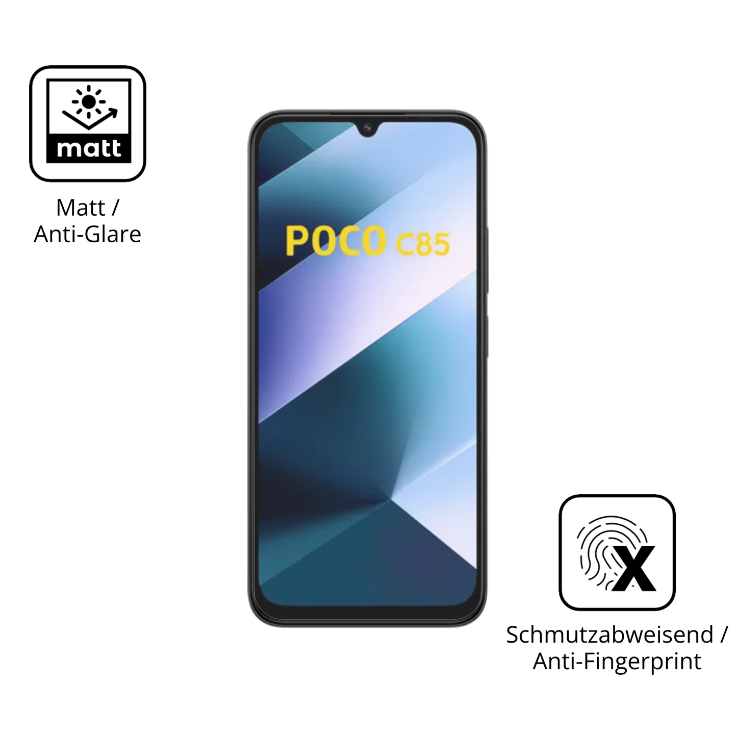 2x 9H Schutzfolie matt für Poco C85 Panzerfolie