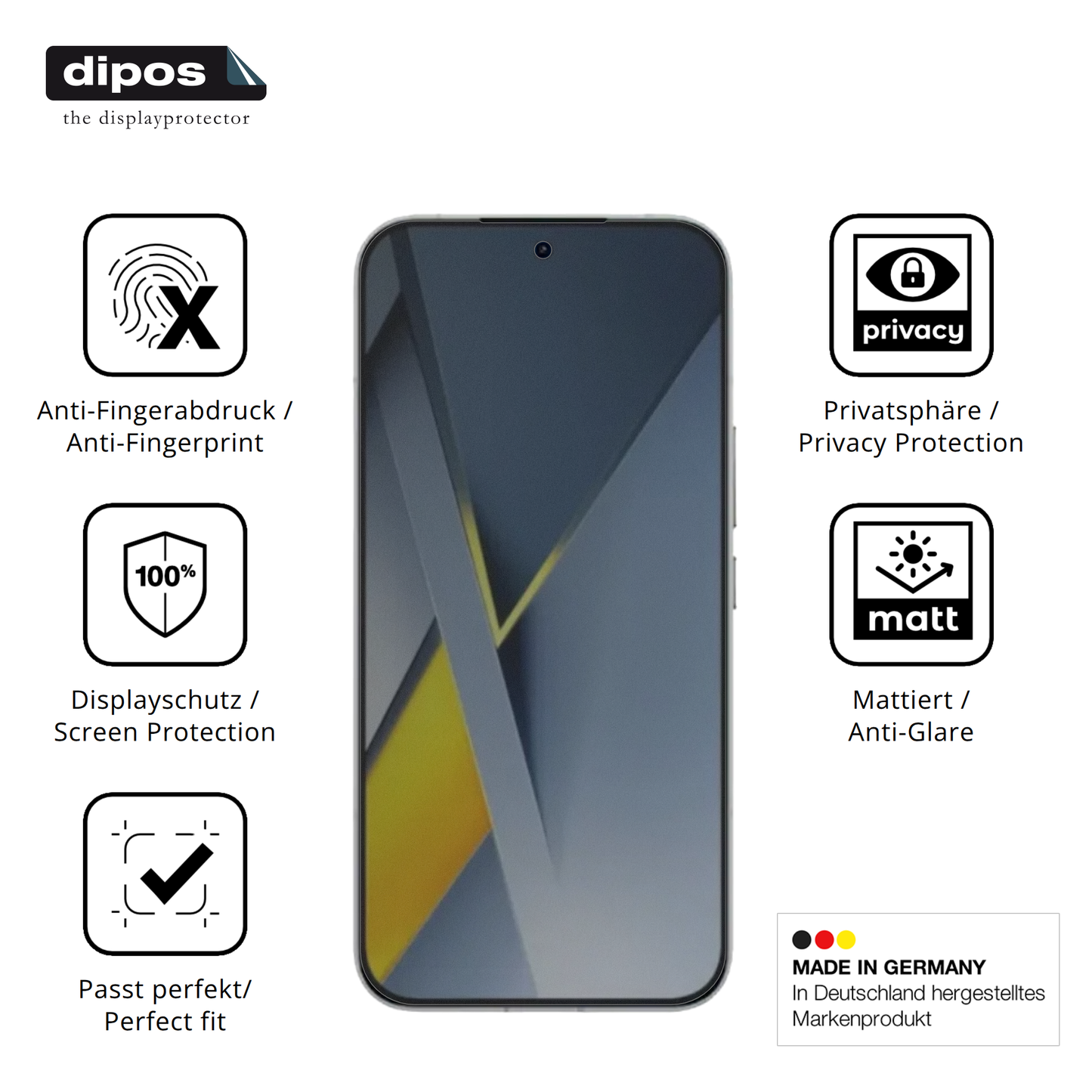 Privatsphäre-Schutz durch Sichtschutz-Folie passend zugeschnitten für Poco F8 Pro