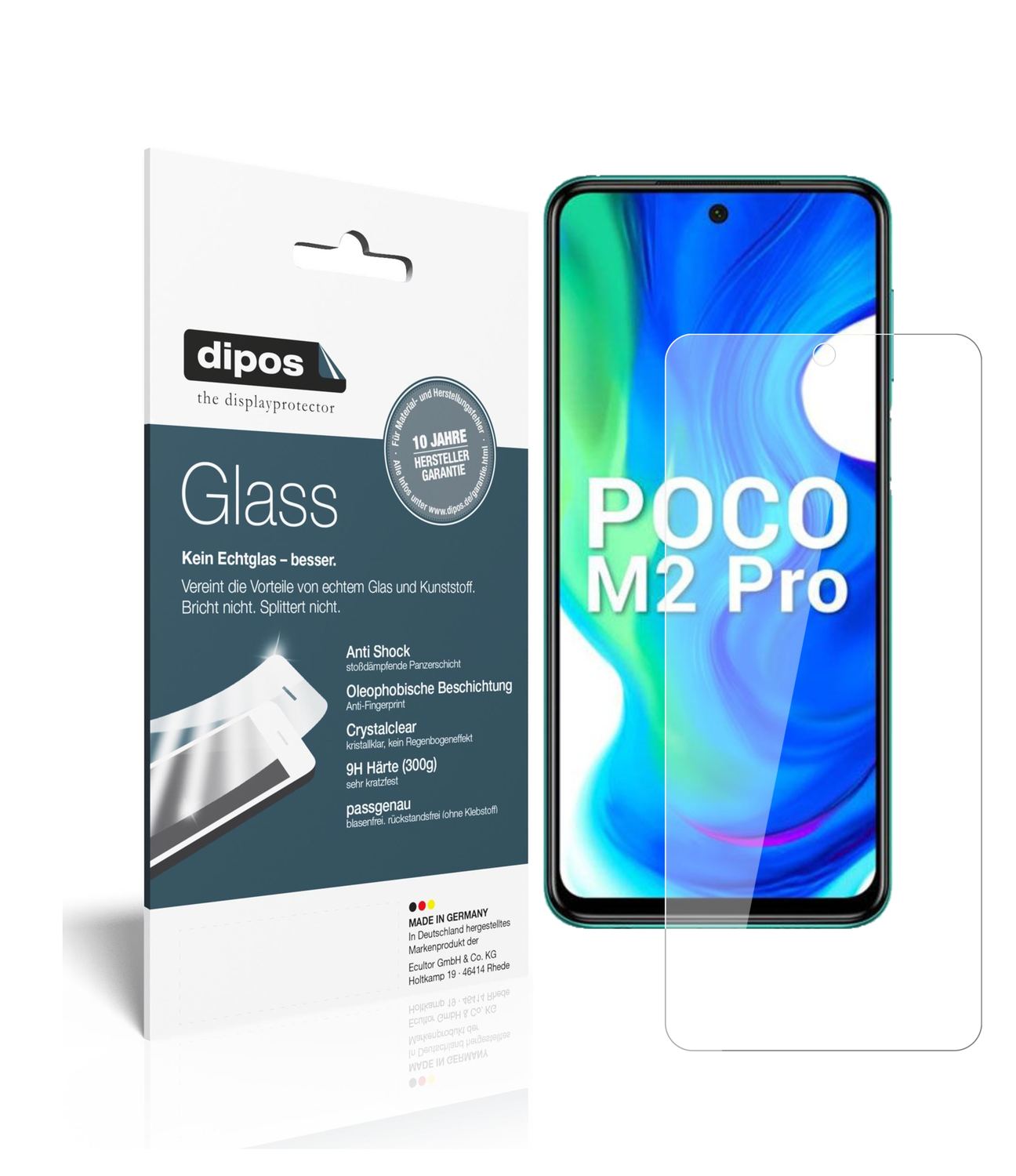 1+1x Screen Protector for Xiaomi Poco M2 Pro Flexible Glass 9H dipos
