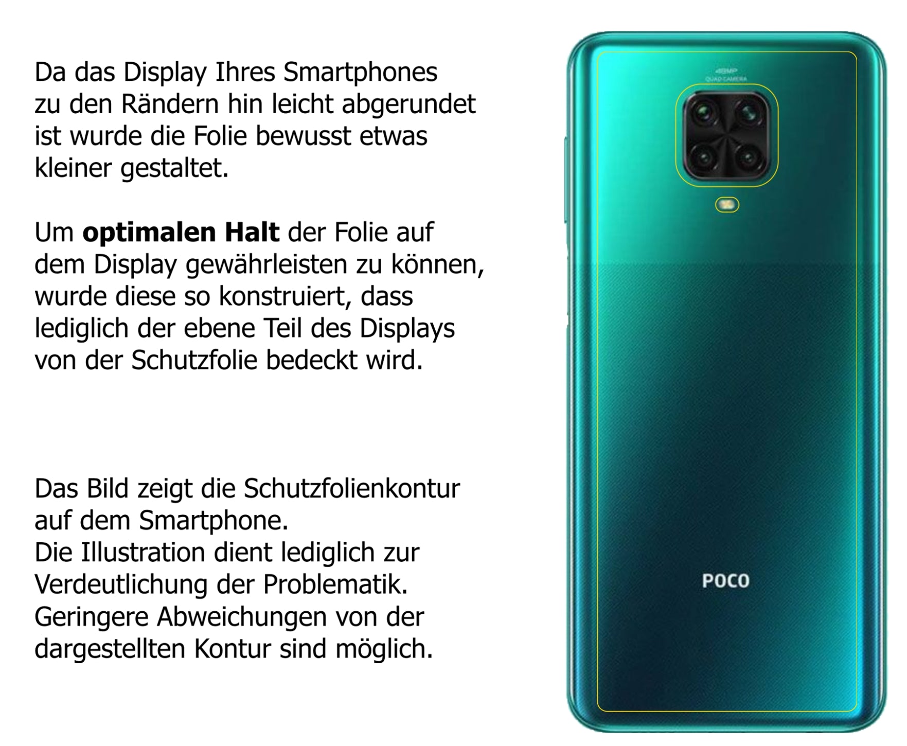 dipos Displayschutz für Poco M2 Pro Rückseite, transparente Oberfläche, perfekte Passform auch für die Rundungen