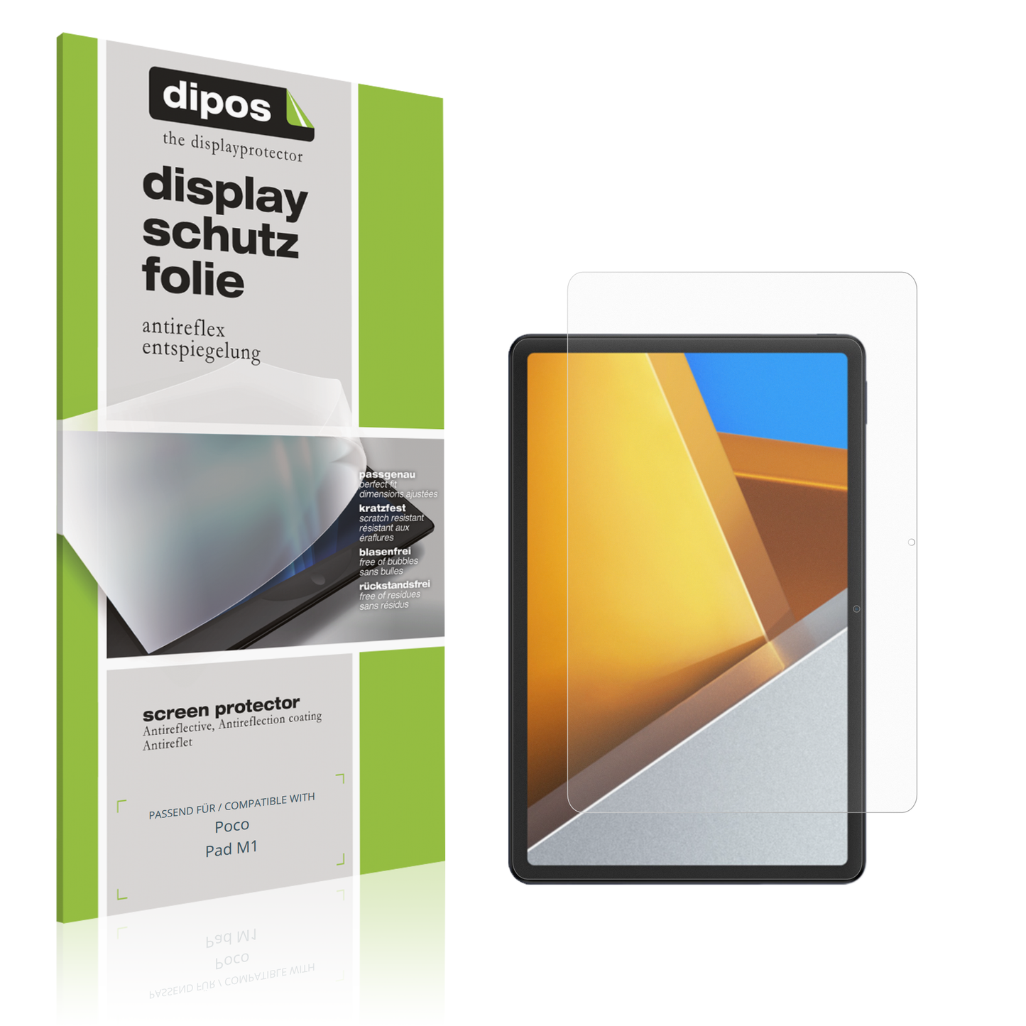 Matte Displayschutzfolie von dipos passend für Poco Pad M1, präziser Zuschnitt und blasenfrei montiert