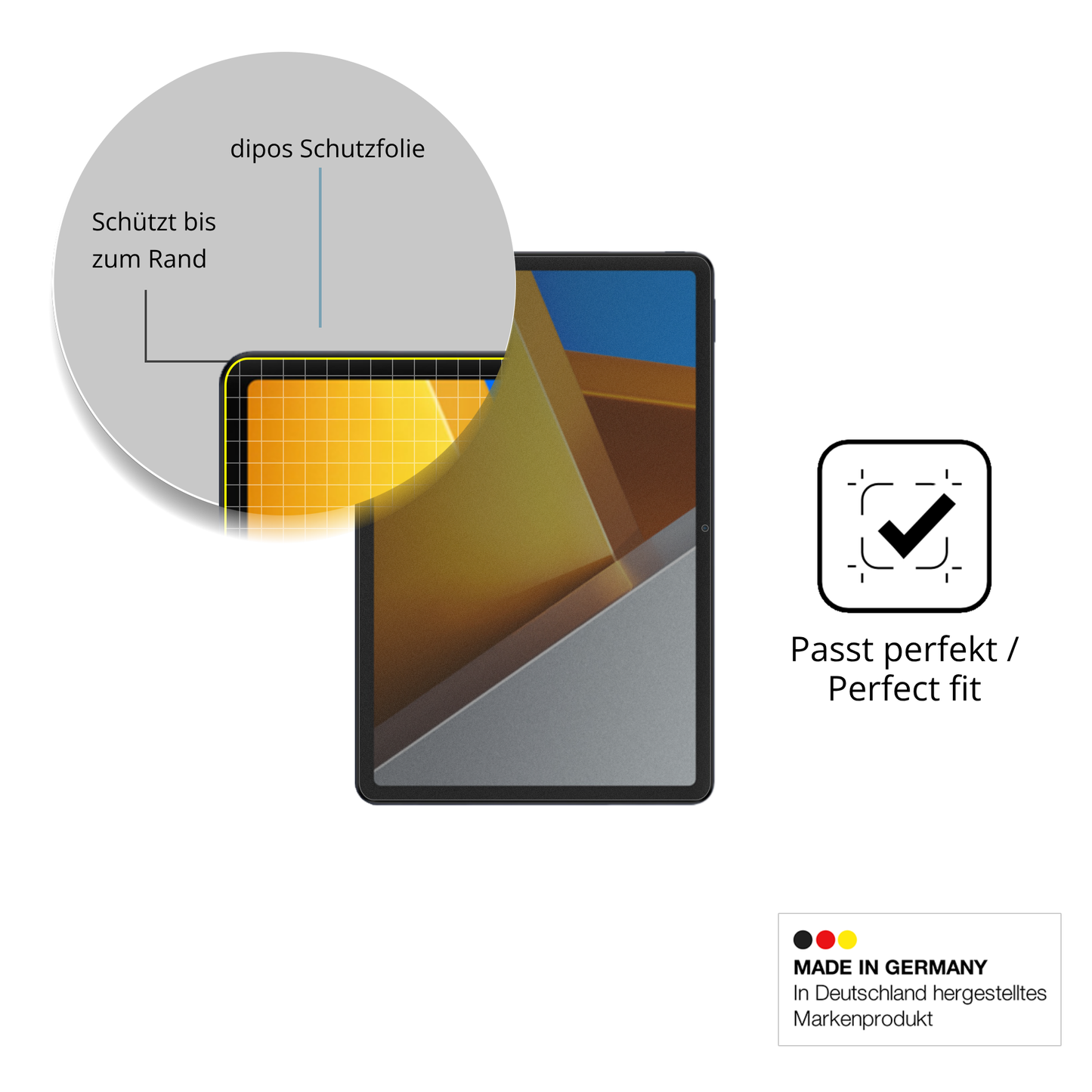 Schutz gegen Kratzer auf dem Poco Pad M1 Glas durch Schlüssel oder Ähnliches