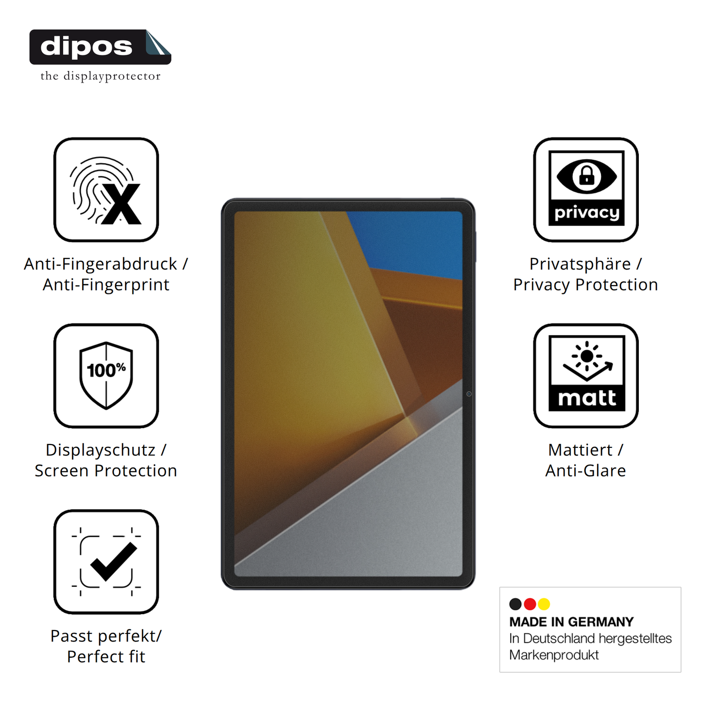 Privatsphäre-Schutz durch Sichtschutz-Folie passend zugeschnitten für Poco Pad M1