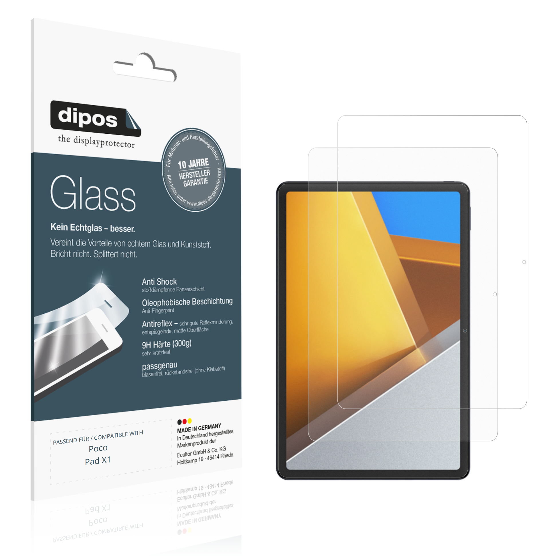 Matte Displayschutzfolie von dipos passend für Poco Pad X1, 9H kratzfest und blasenfrei montiert