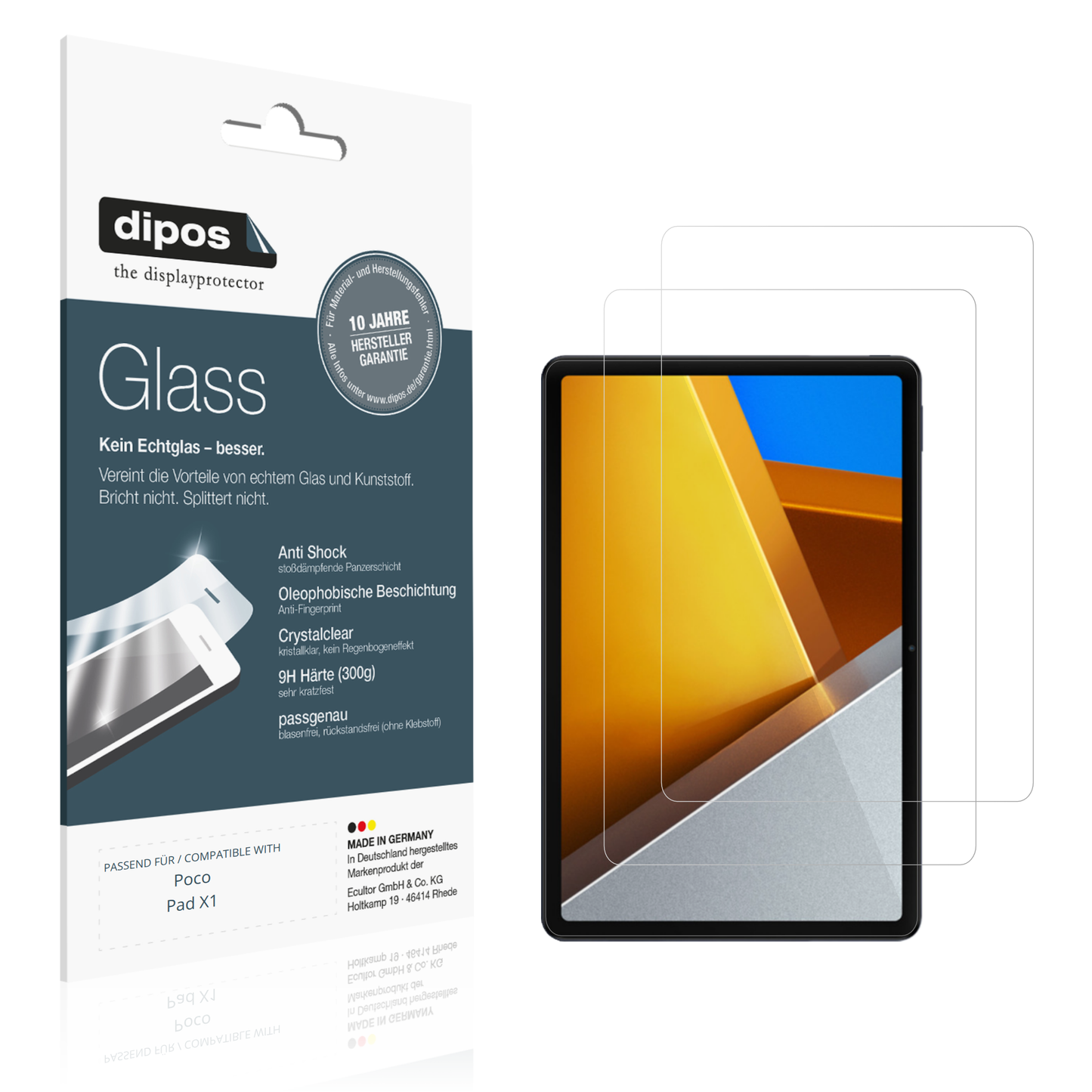 Klare Displayschutzfolie von dipos passend für Poco Pad X1, 9H kratzfest und blasenfrei montiert