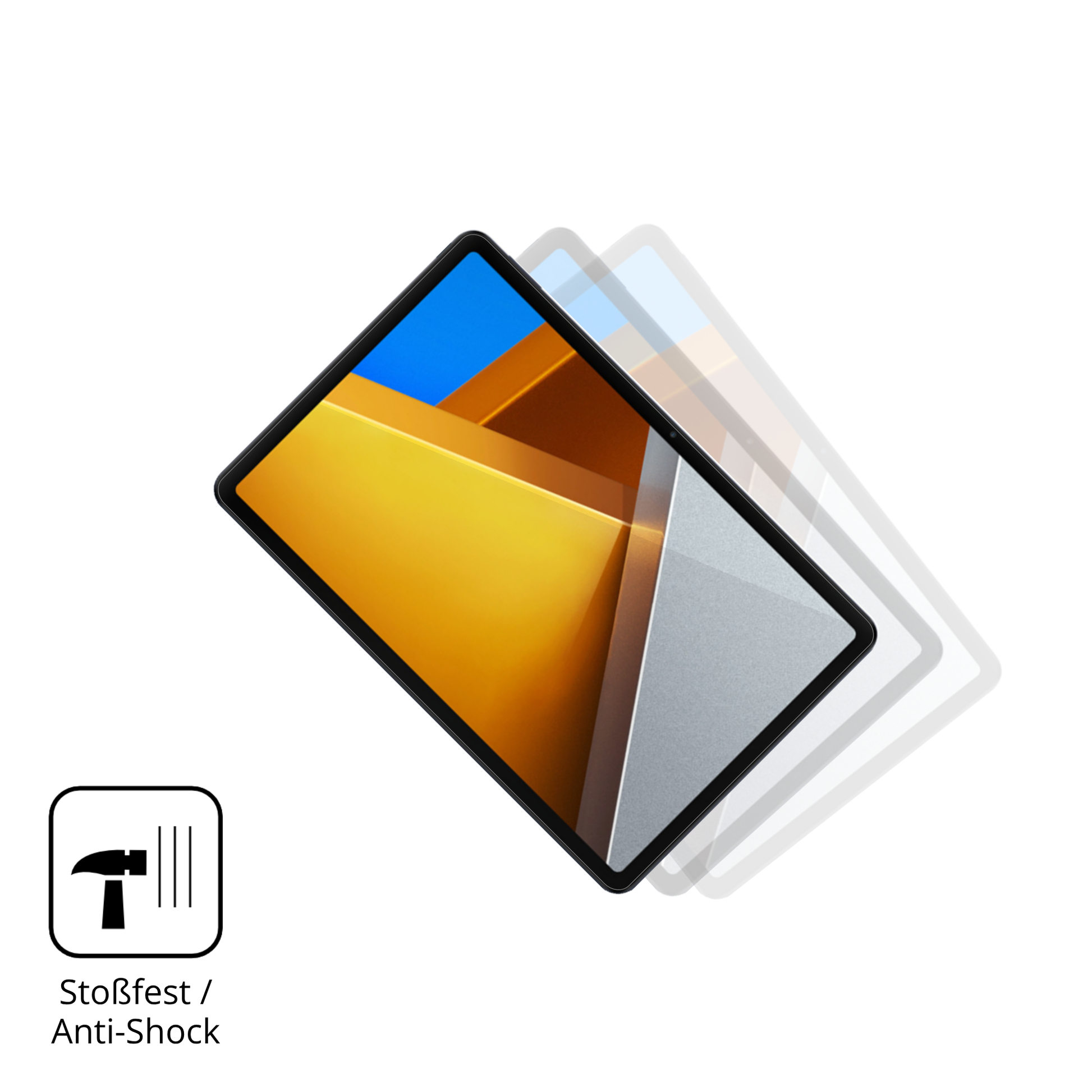 Schutz gegen Kratzer auf dem Poco Pad M1 Glas durch Schlüssel, Stöße gegen die Tischkante oder Stürze