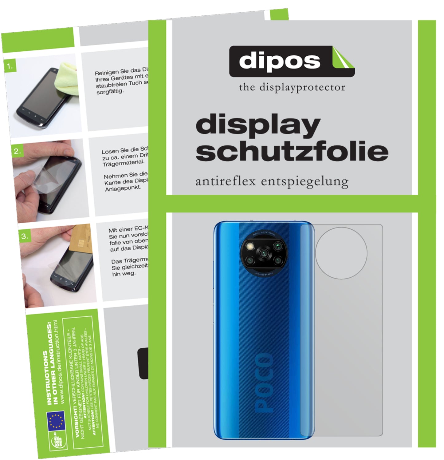 Mattes Panzerglas: Entspiegelte, dünne Folie, Fingerabdruckresistenz und Bildschirmschutz für Poco-X3 NFC Rückseite