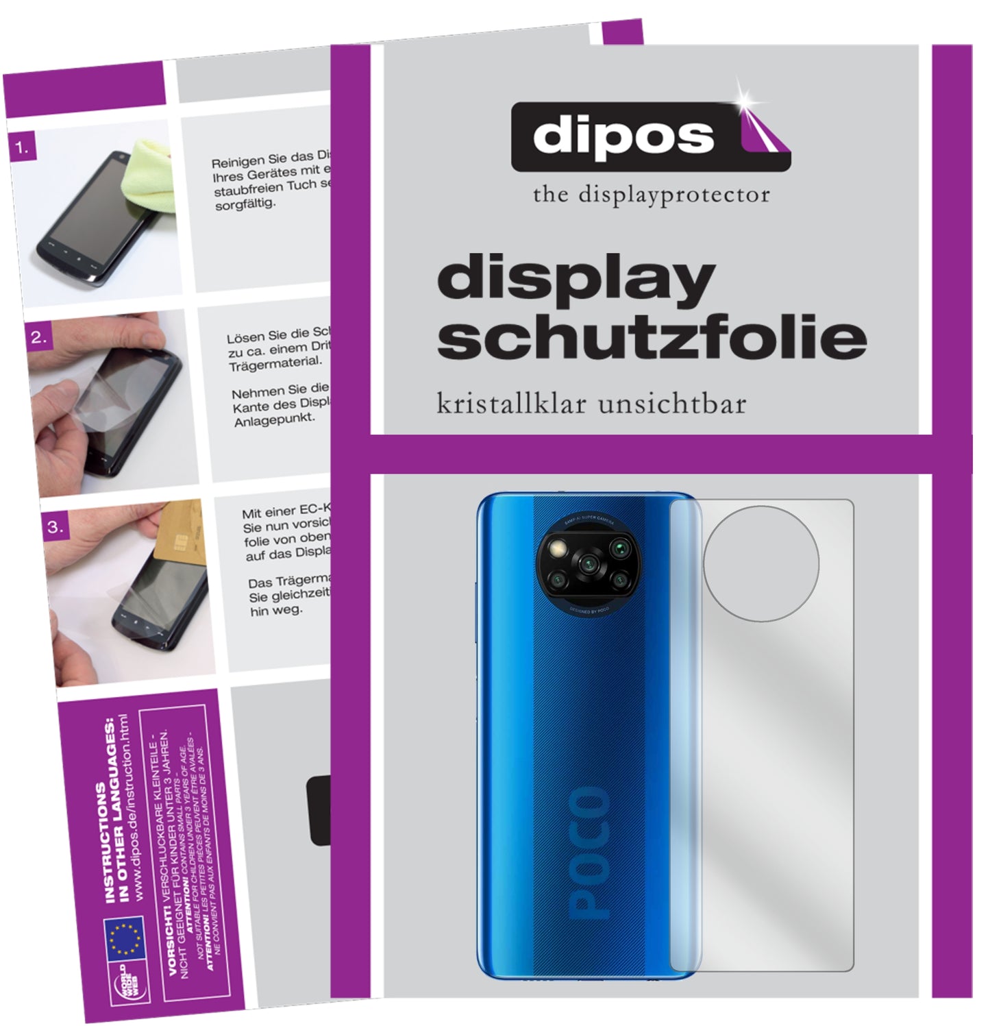 Kristallklare, dünne Schutzfolie: Kratzfest & passgenau für Poco-X3 NFC Rückseite