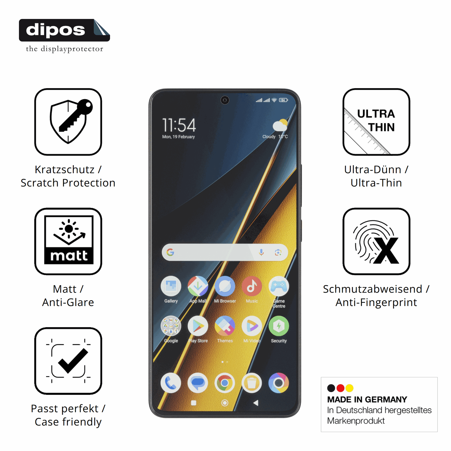 Displayschutz hergestellt in Deutschland, höchste Qualität made in Germany
