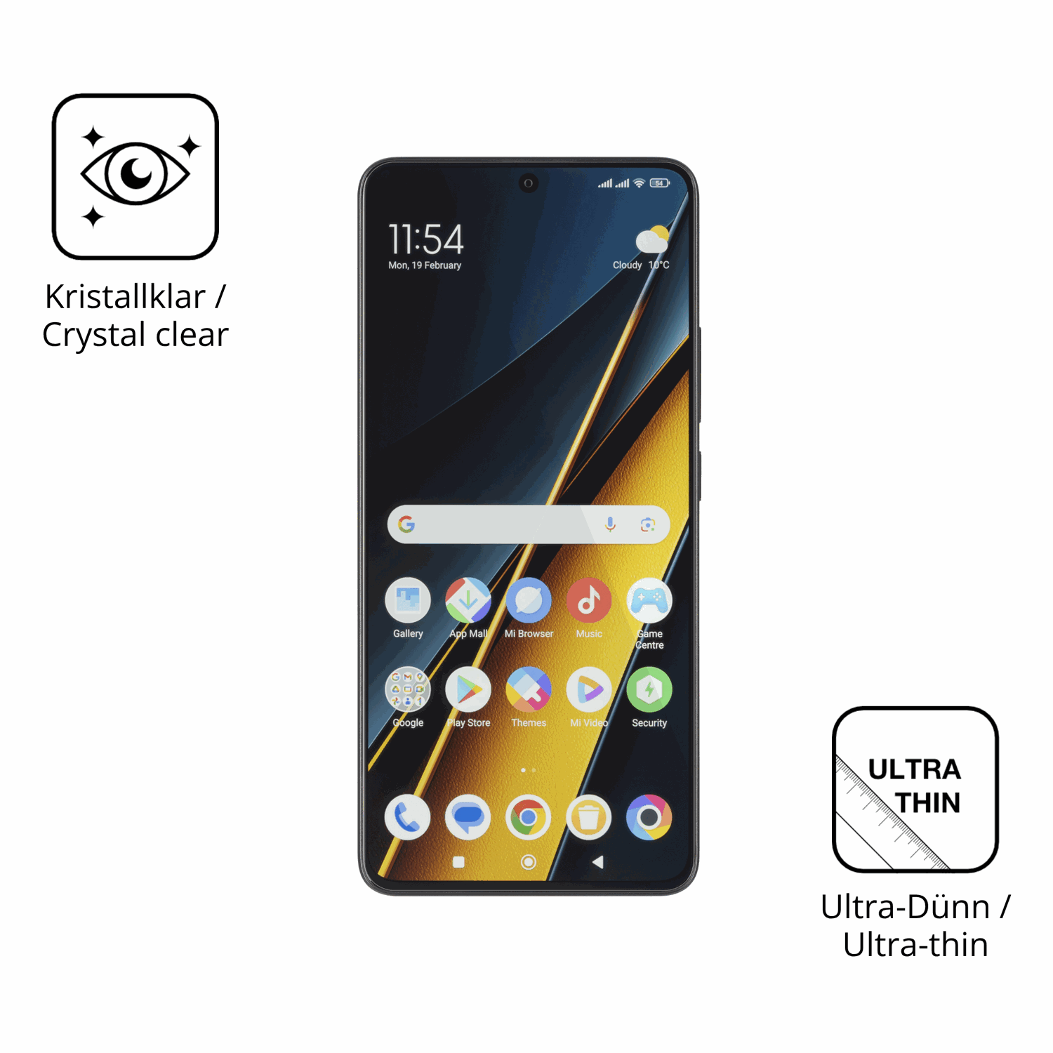 Dünne und klare Folie passend zugeschnitten für Poco X6 Pro 5g