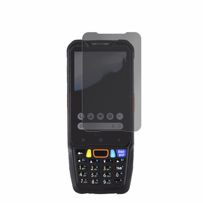 pointmobile pm68 mit aufgebrachtem dipos Displayschutz, der seitliche Einblicke blockiert