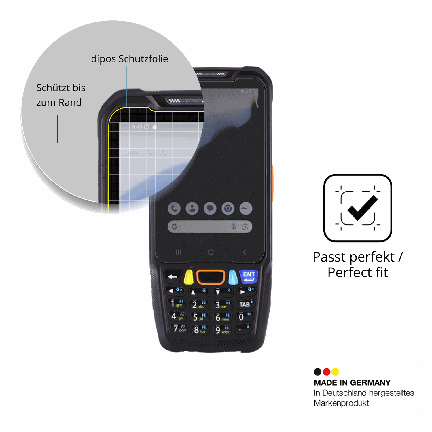 Schutz gegen Kratzer auf dem pointmobile pm68 Glas durch Schlüssel oder Ähnliches